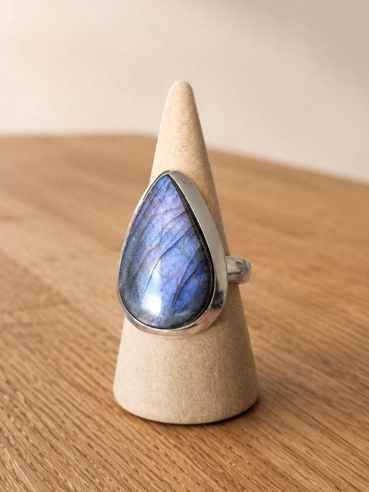 Bague Labradorite réglable argent 925