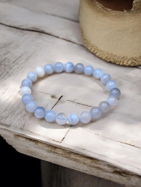 Bracelet Calcédoine bleue 8mm
