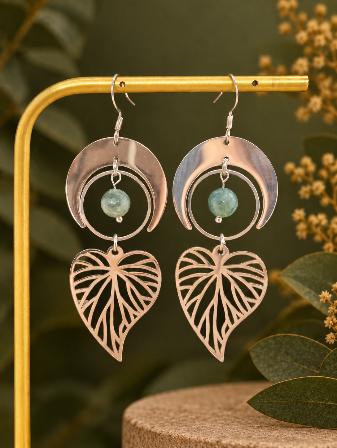 Boucles d'oreilles Feuilles de lune