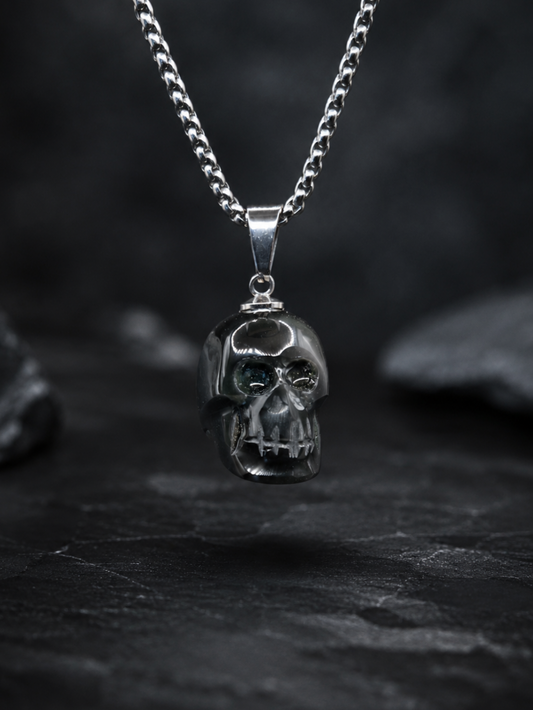 Collier Obsidienne oeil celeste crâne