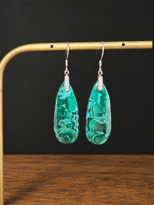Boucles d'oreilles Chrysocolle Malachite